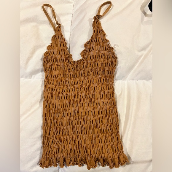NEW Free People Pucker Up Seamless Cami Autumn Leaves Brown Tan Size XS/SM NWOT - Picture 4 of 8